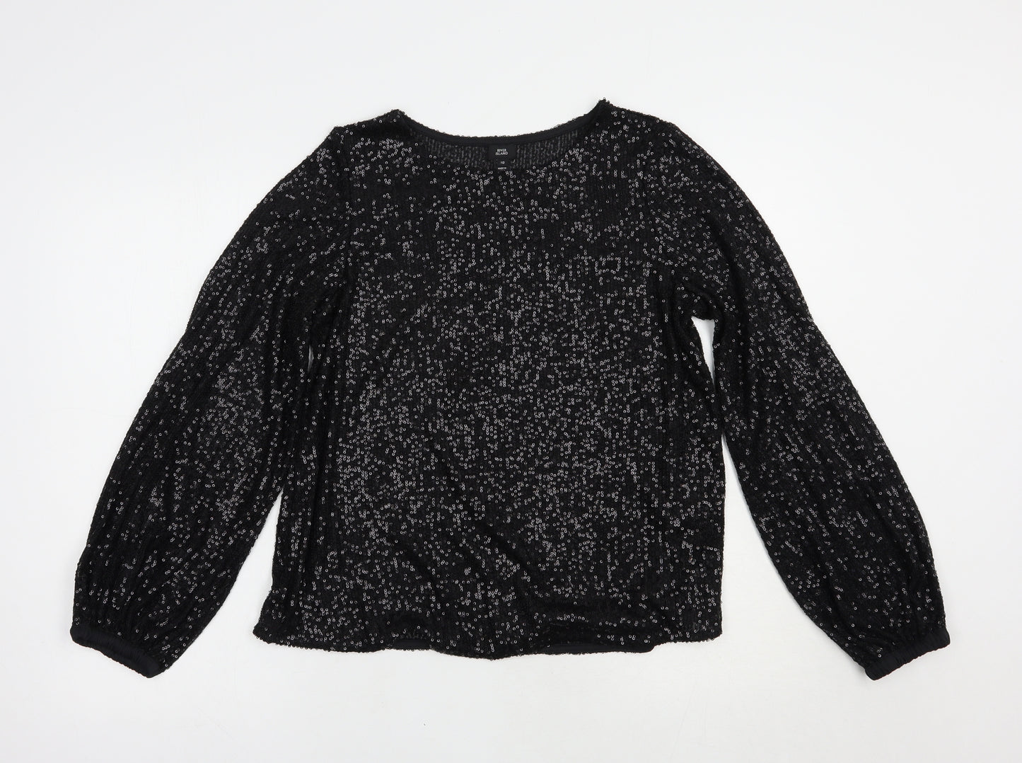 River Island Womens Black  Polyester Basic Blouse Size 10 Round Neck