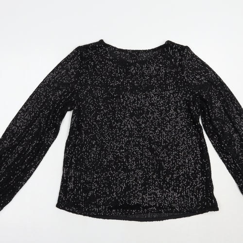 River Island Womens Black  Polyester Basic Blouse Size 10 Round Neck
