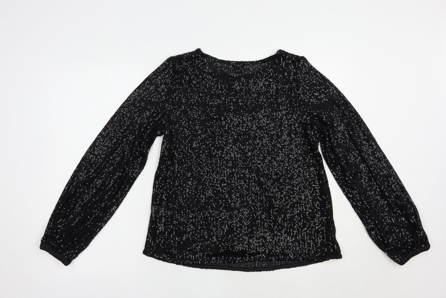 River Island Womens Black  Polyester Basic Blouse Size 10 Round Neck