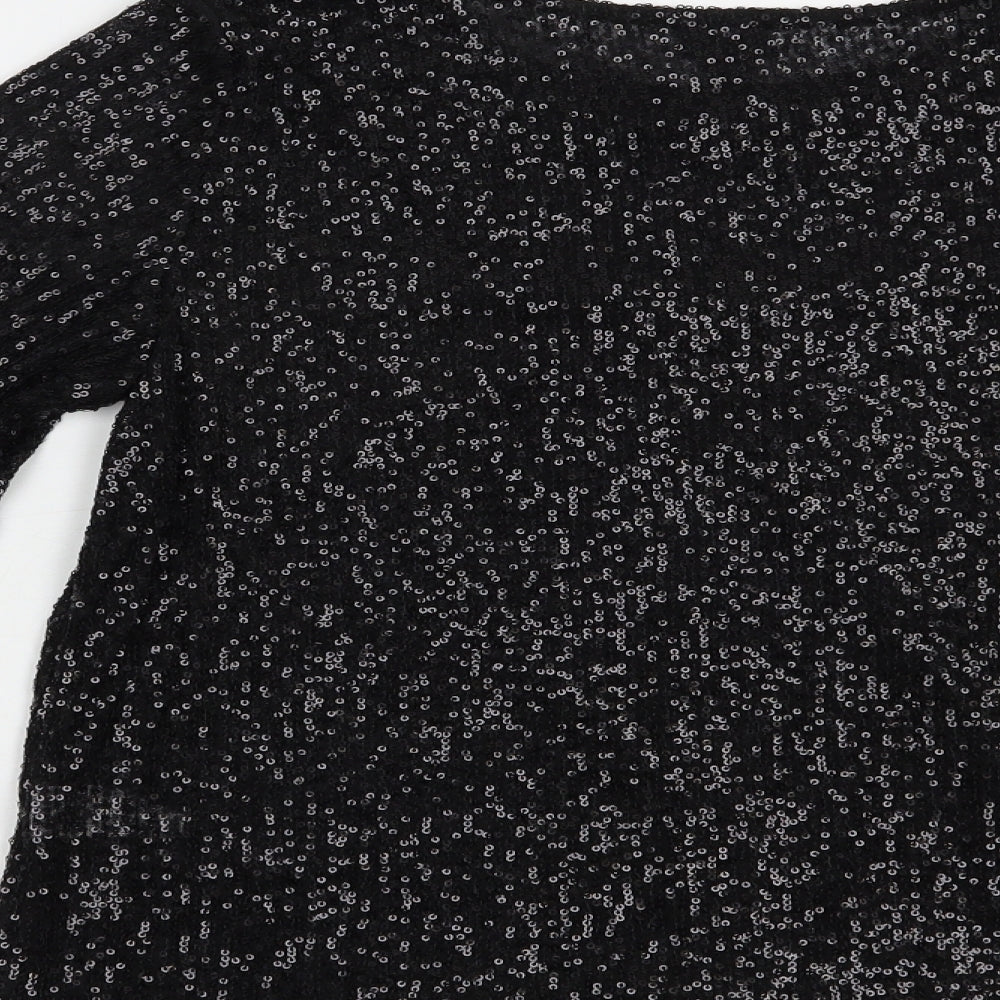 River Island Womens Black  Polyester Basic Blouse Size 10 Round Neck