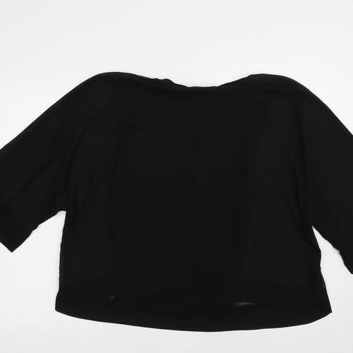 Zara Womens Black  Polyester Basic Blouse Size S V-Neck