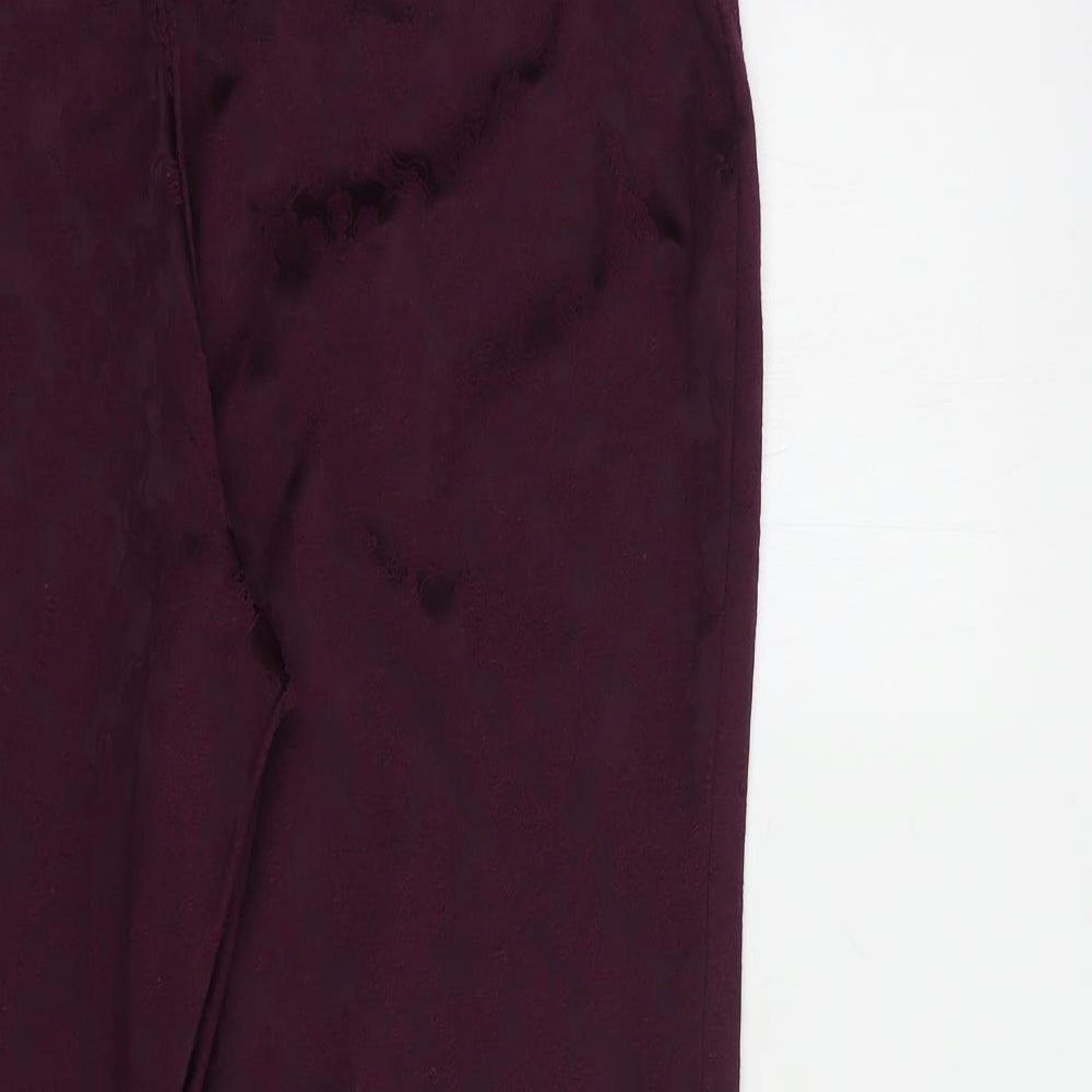 Wallis Womens Purple Floral Cotton Dress Pants Trousers Size 14 L27 in Regular Zip