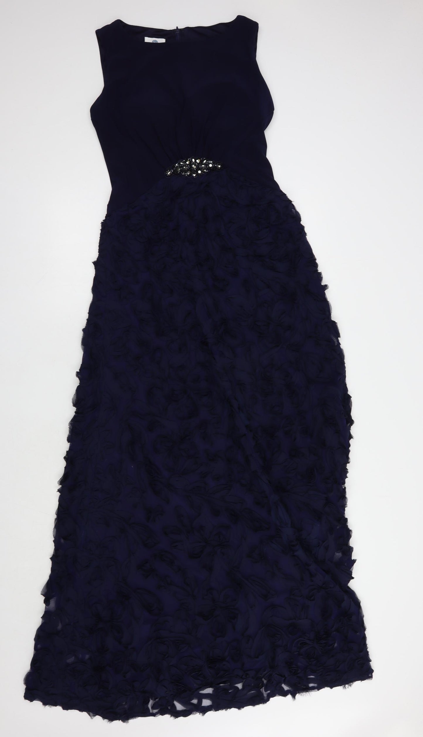 Stenay Womens Blue  Polyester Ball Gown  Size 4  Boat Neck Zip