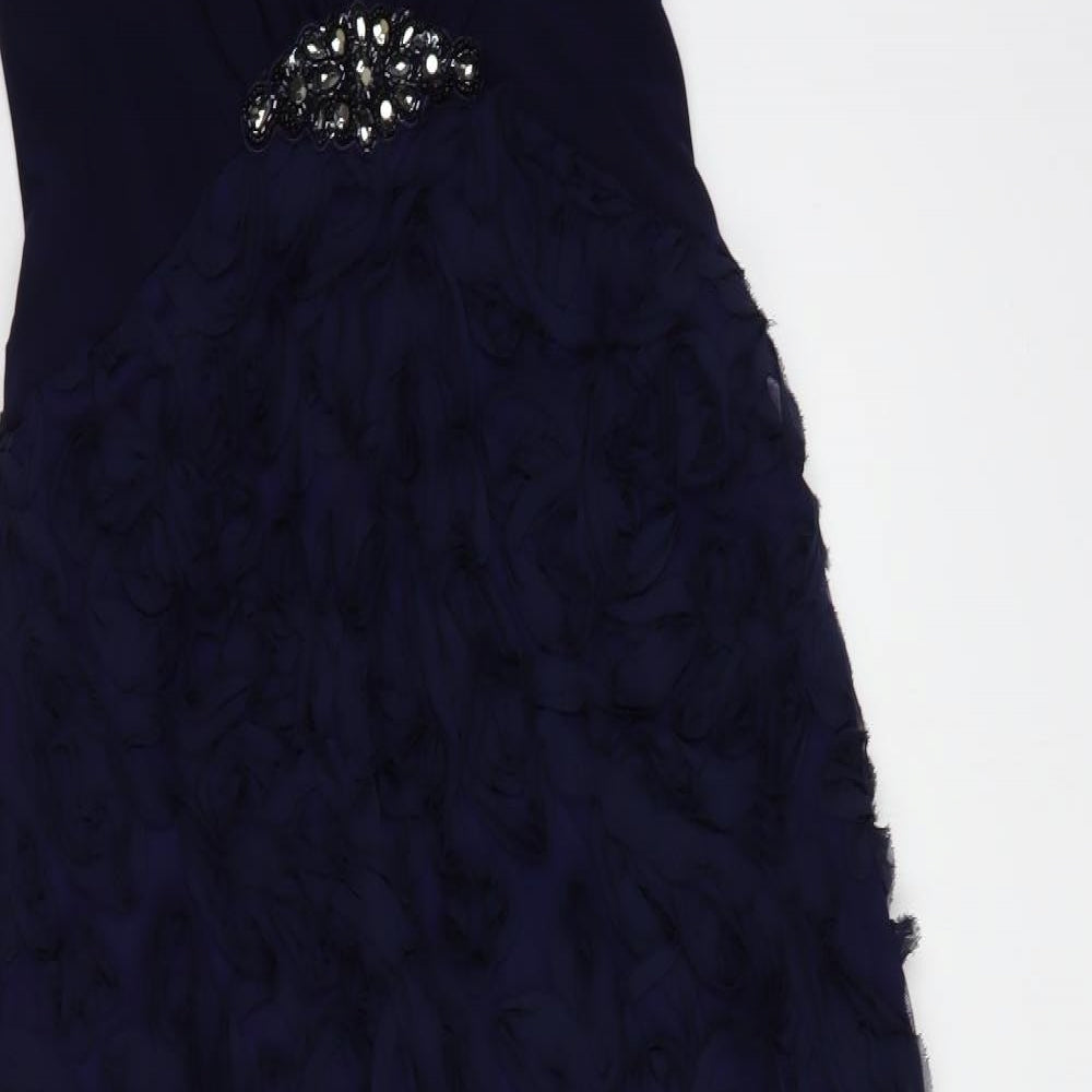 Stenay Womens Blue  Polyester Ball Gown  Size 4  Boat Neck Zip
