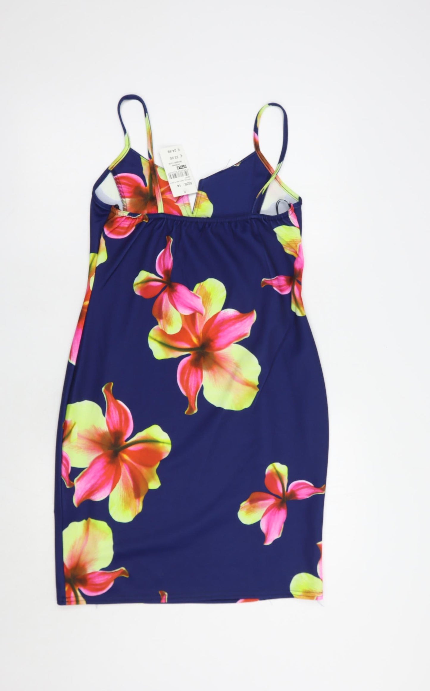 Quiz Womens Blue Floral Polyester Slip Dress  Size 14  V-Neck Pullover