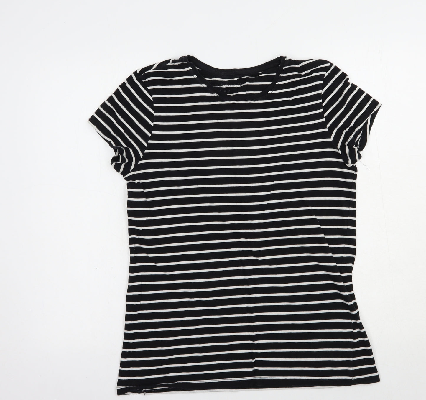 Atmosphere Womens Black Striped Cotton Basic T-Shirt Size 16 Crew Neck