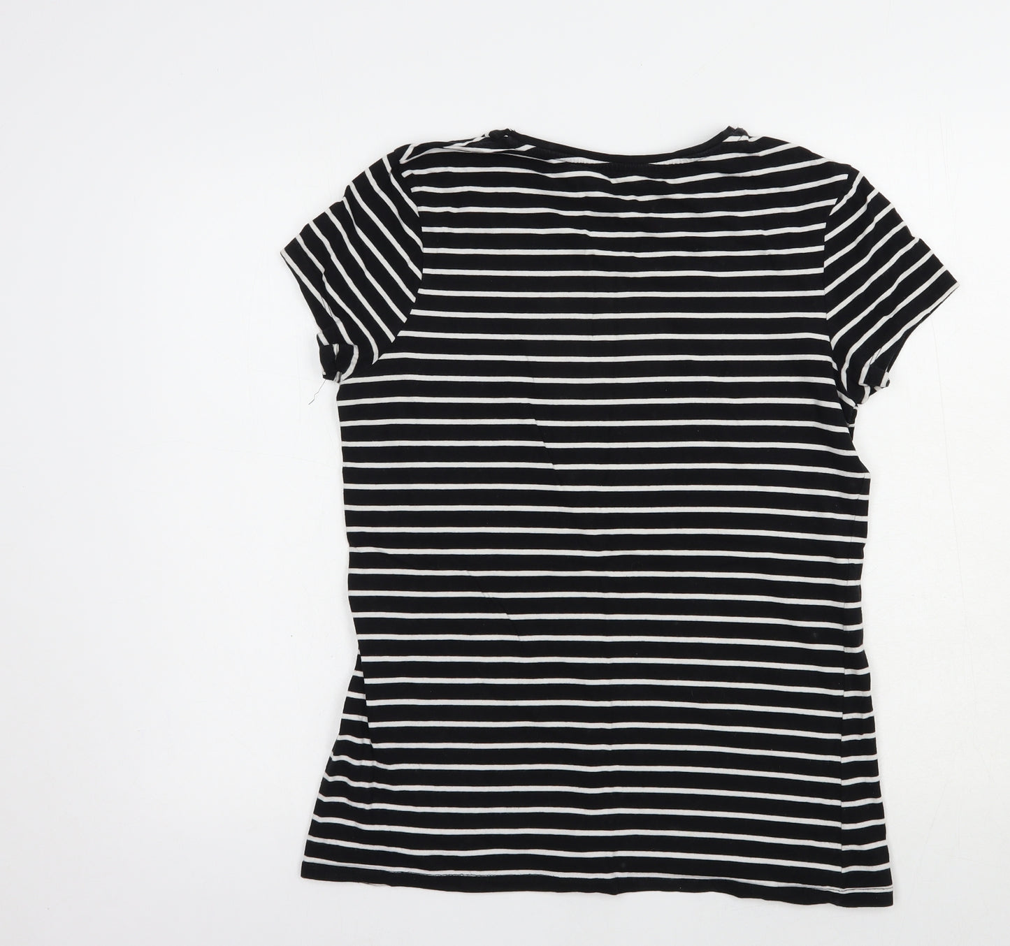 Atmosphere Womens Black Striped Cotton Basic T-Shirt Size 16 Crew Neck