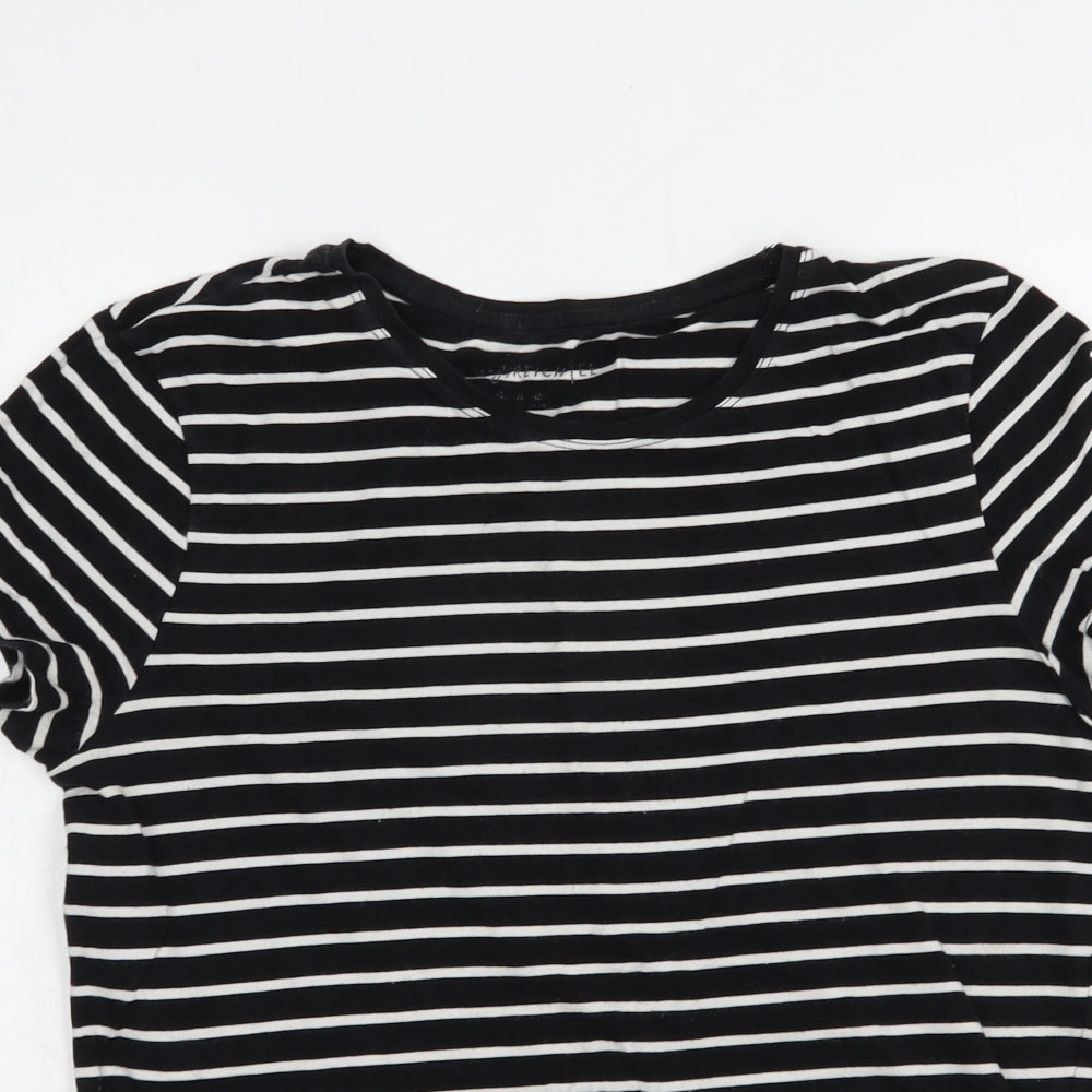 Atmosphere Womens Black Striped Cotton Basic T-Shirt Size 16 Crew Neck