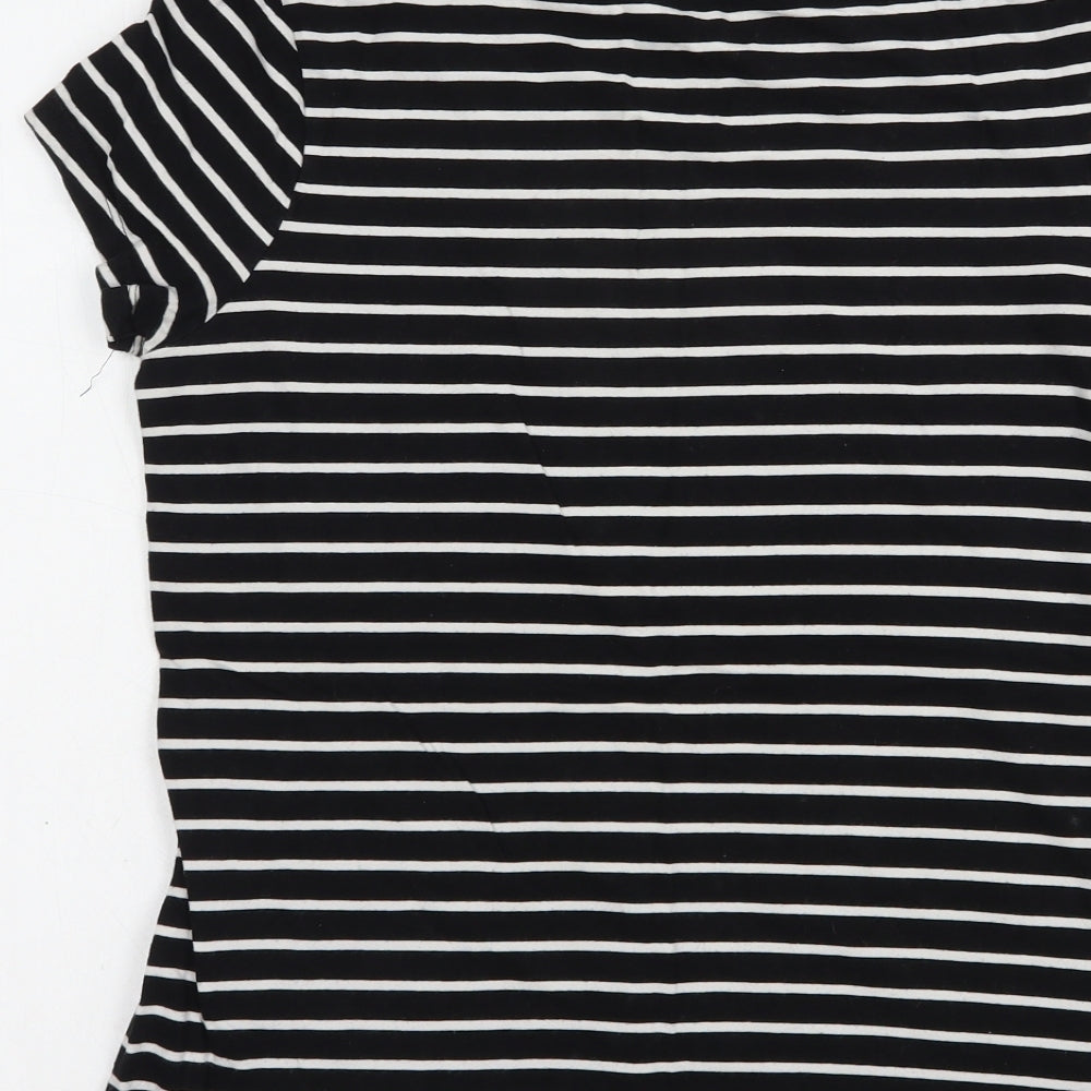 Atmosphere Womens Black Striped Cotton Basic T-Shirt Size 16 Crew Neck