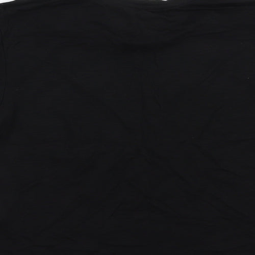 Primark Womens Black Geometric Polyester Basic T-Shirt Size 4 Crew Neck - Stars