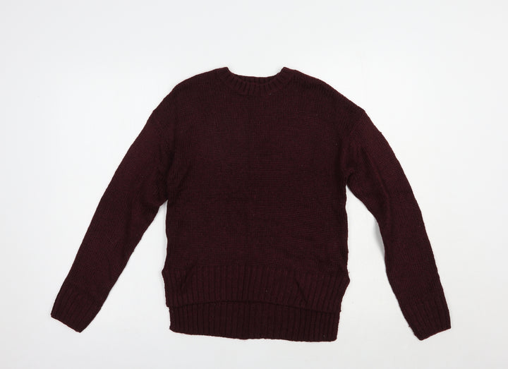 New Look Girls Purple Crew Neck Acrylic Pullover Jumper Size 12-13 Years Pullover