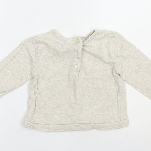 NEXT Girls Grey Floral Cotton Pullover Sweatshirt Size 2-3 Years  Button