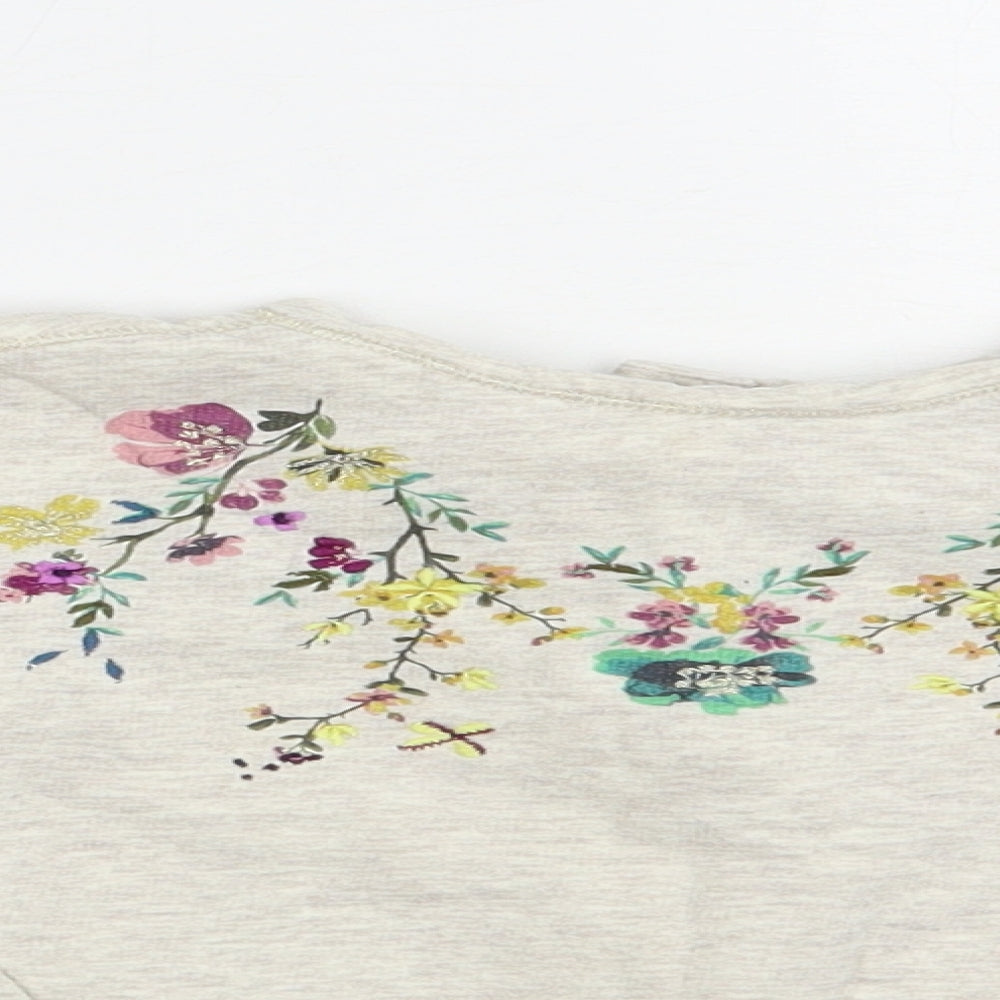 NEXT Girls Grey Floral Cotton Pullover Sweatshirt Size 2-3 Years  Button