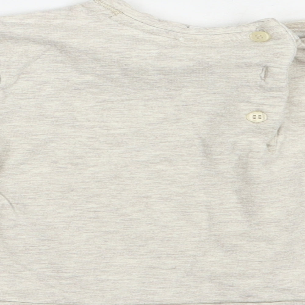 NEXT Girls Grey Floral Cotton Pullover Sweatshirt Size 2-3 Years  Button