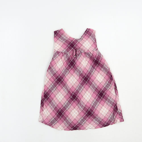 George Baby Purple Plaid Cotton A-Line  Size 12-18 Months  Round Neck Button