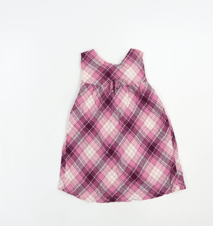 George Baby Purple Plaid Cotton A-Line  Size 12-18 Months  Round Neck Button