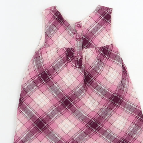 George Baby Purple Plaid Cotton A-Line  Size 12-18 Months  Round Neck Button
