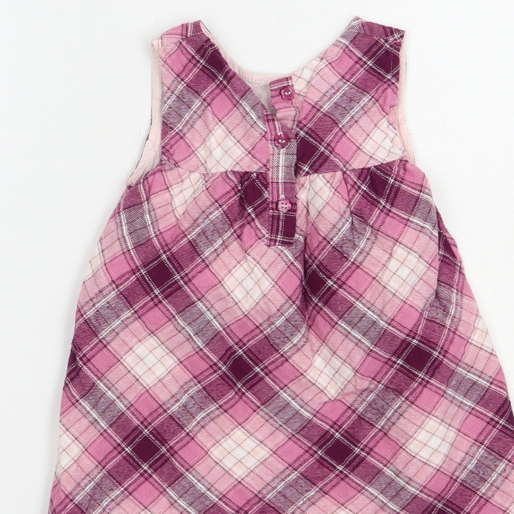 George Baby Purple Plaid Cotton A-Line  Size 12-18 Months  Round Neck Button