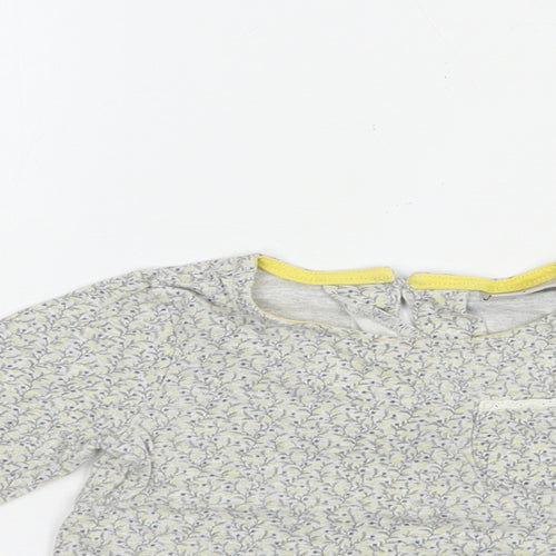 NEXT Baby Grey Floral Cotton Basic T-Shirt Size 12-18 Months Crew Neck Button