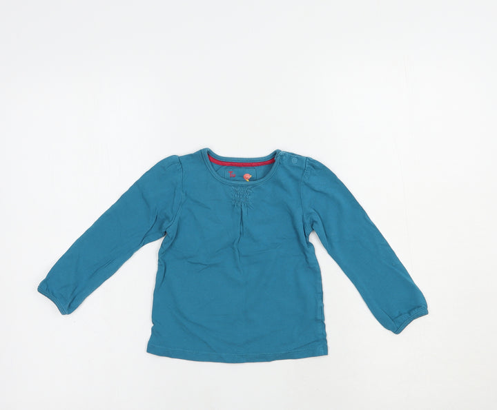 TU Baby Blue  Cotton Basic T-Shirt Size 18-24 Months Crew Neck Snap