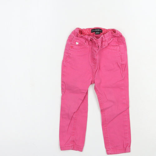 Denim Co. Baby Pink  Cotton Jogger Jeans Size 18-24 Months  Snap