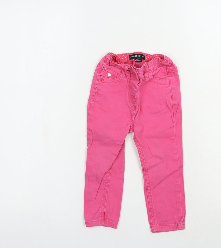 Denim Co. Baby Pink  Cotton Jogger Jeans Size 18-24 Months  Snap