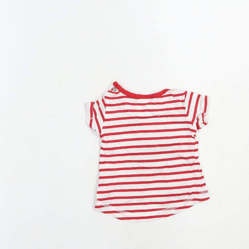 Baby Town Baby Red Striped Cotton Basic T-Shirt Size Newborn Crew Neck Snap - Watermelon