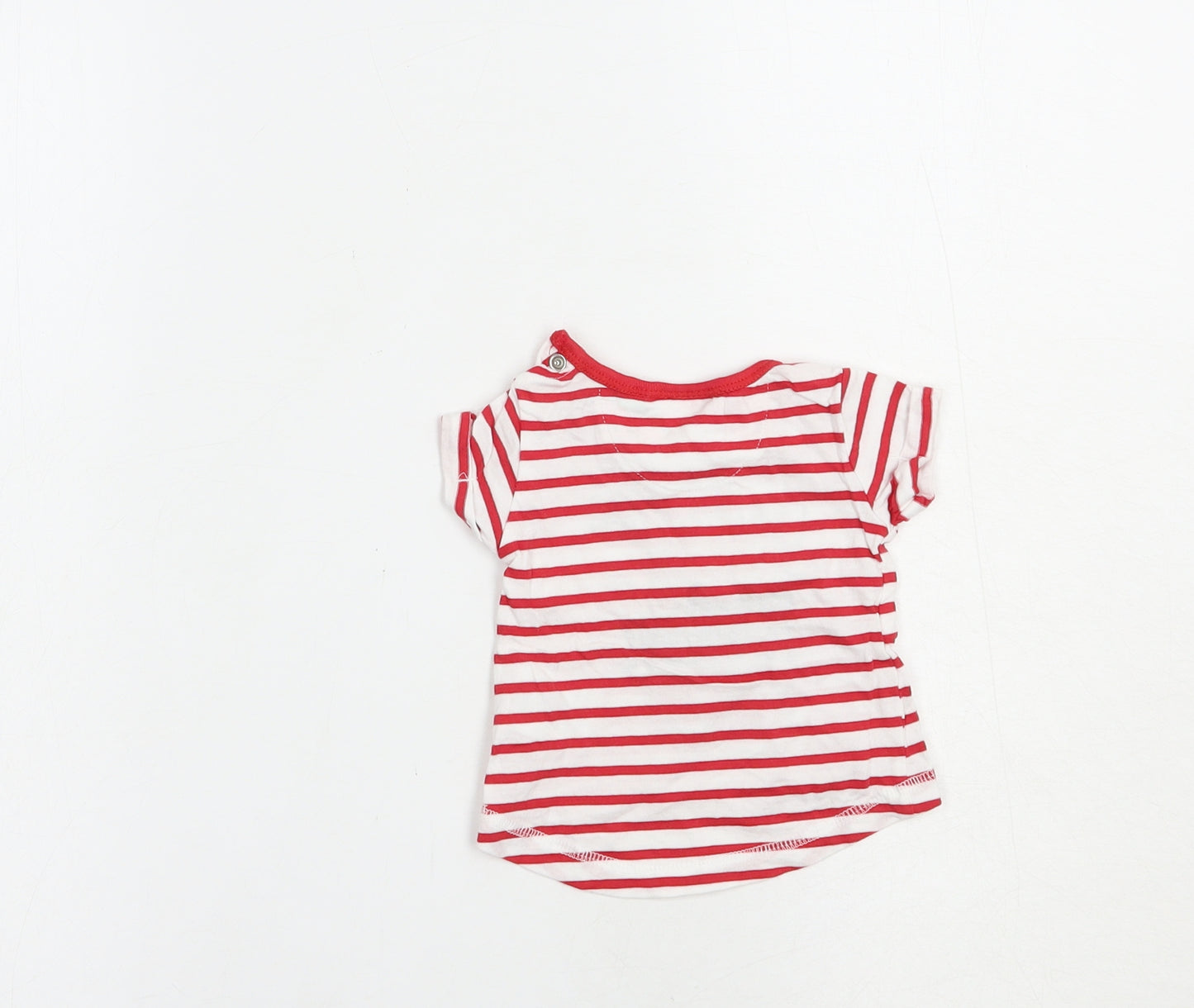 Baby Town Baby Red Striped Cotton Basic T-Shirt Size Newborn Crew Neck Snap - Watermelon