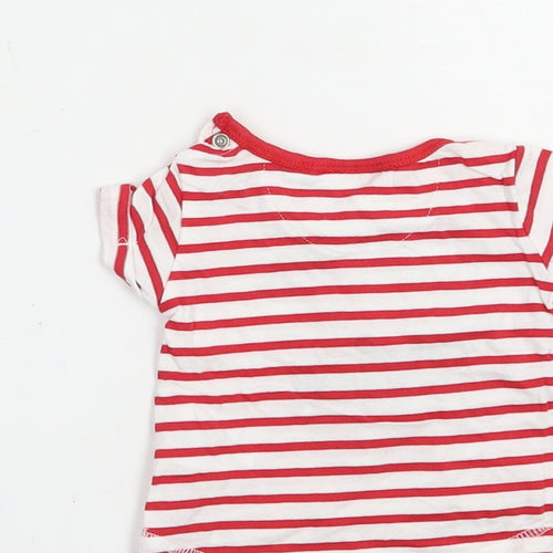 Baby Town Baby Red Striped Cotton Basic T-Shirt Size Newborn Crew Neck Snap - Watermelon