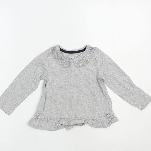 TU Baby Grey  Cotton Basic T-Shirt Size 18-24 Months Crew Neck Pullover