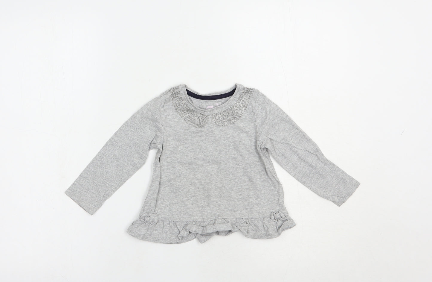 TU Baby Grey  Cotton Basic T-Shirt Size 18-24 Months Crew Neck Pullover