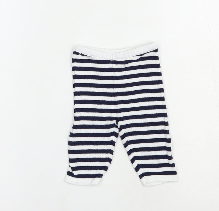 Preworn Baby Blue Striped Cotton Jogger Trousers Size 3-6 Months