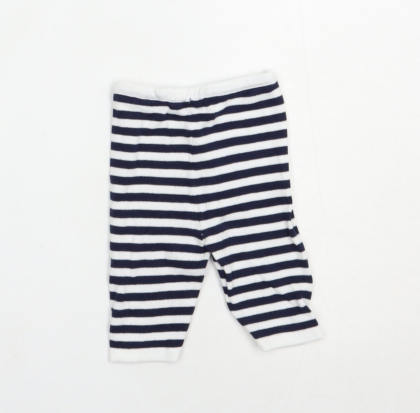 Preworn Baby Blue Striped Cotton Jogger Trousers Size 3-6 Months