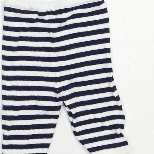 Preworn Baby Blue Striped Cotton Jogger Trousers Size 3-6 Months