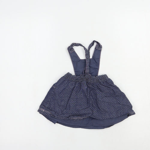 Nutmeg Baby Blue Polka Dot Polyester Pinafore/Dungaree Dress  Size 3-6 Months  Square Neck Button