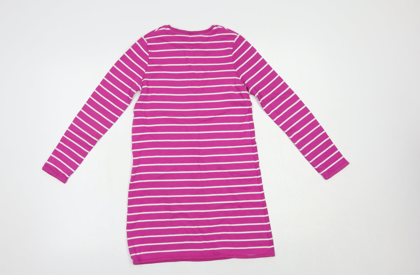 George Girls Pink Striped Cotton Tunic T-Shirt Size 9-10 Years Crew Neck Pullover