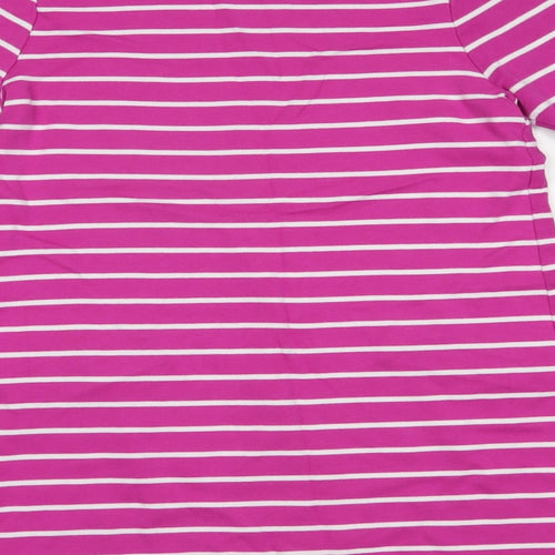 George Girls Pink Striped Cotton Tunic T-Shirt Size 9-10 Years Crew Neck Pullover