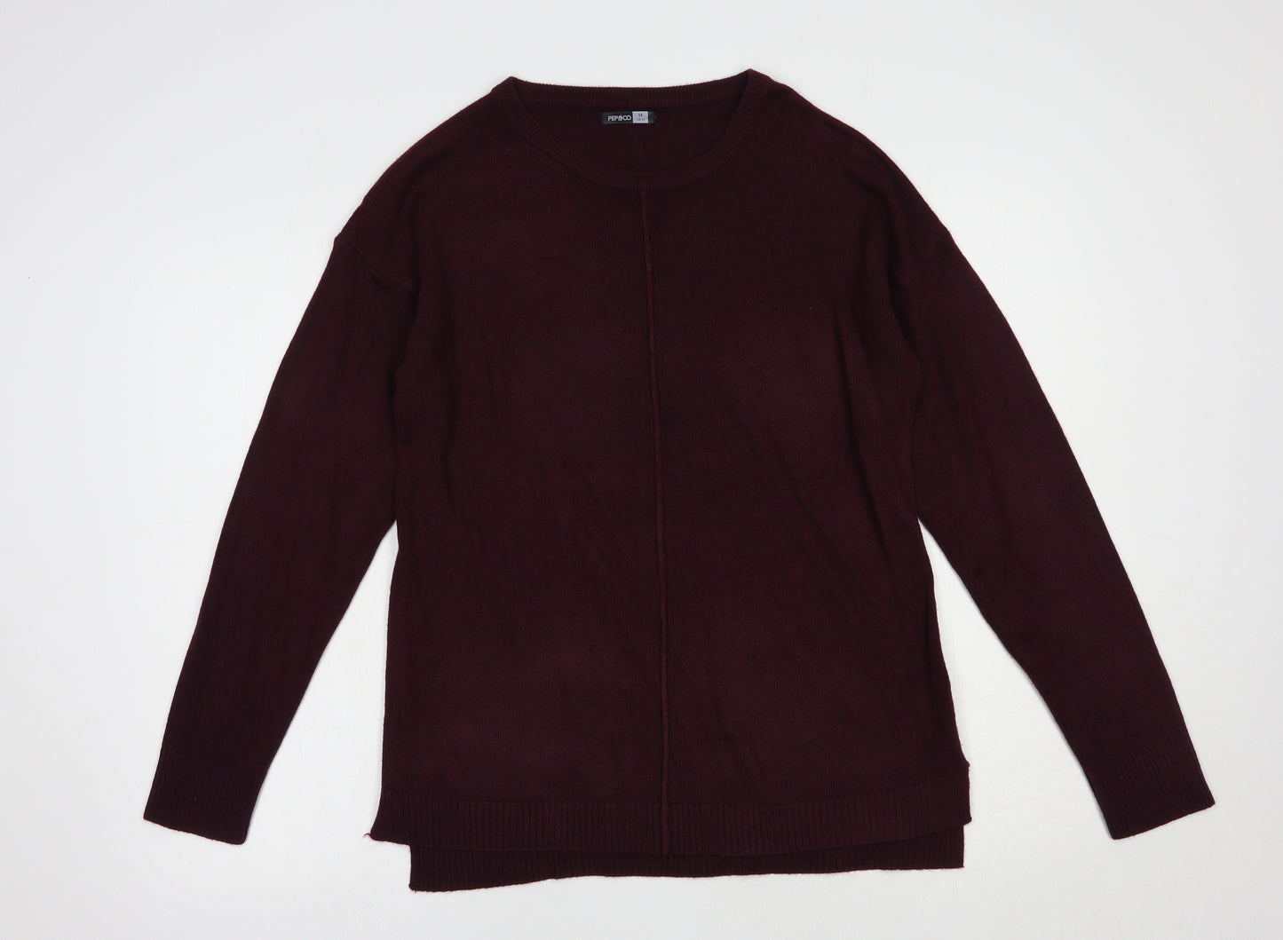 Pep & Co Womens Purple Crew Neck  Acrylic Pullover Jumper Size 14
