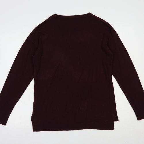 Pep & Co Womens Purple Crew Neck  Acrylic Pullover Jumper Size 14