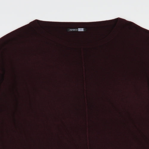 Pep & Co Womens Purple Crew Neck  Acrylic Pullover Jumper Size 14