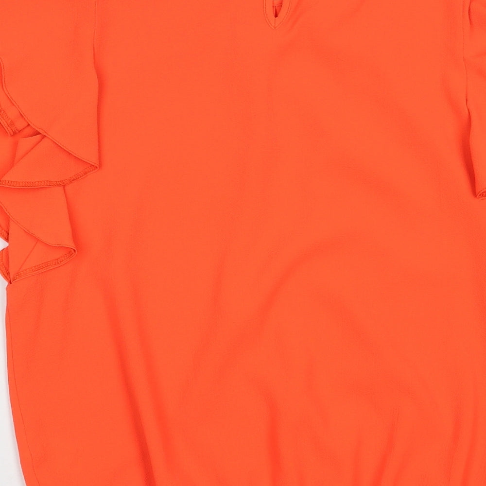 F&F Womens Orange  Polyester Basic Blouse Size 10 Round Neck