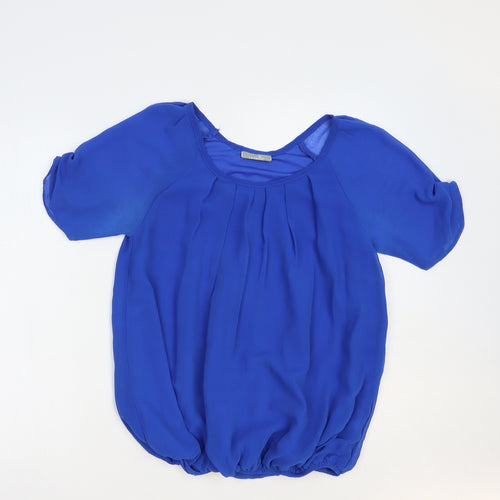 Wallis Womens Blue  Polyester Basic Blouse Size S Scoop Neck