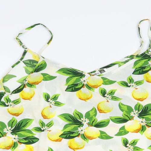 Pep & Co Womens White Floral Polyester Camisole Blouse Size 12 V-Neck - Lemon Print