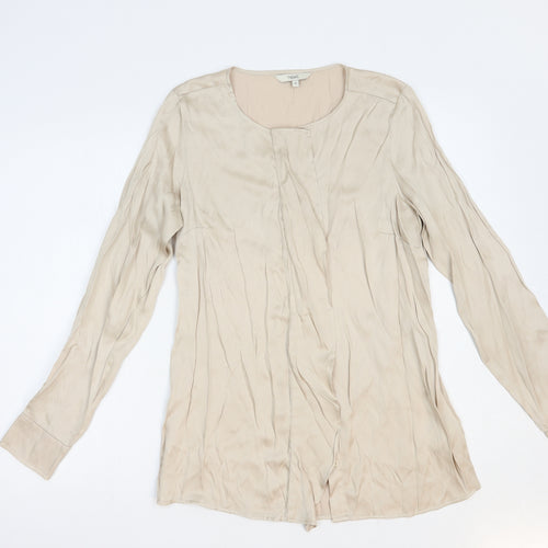NEXT Womens Beige  Polyester Basic Button-Up Size 10 Round Neck
