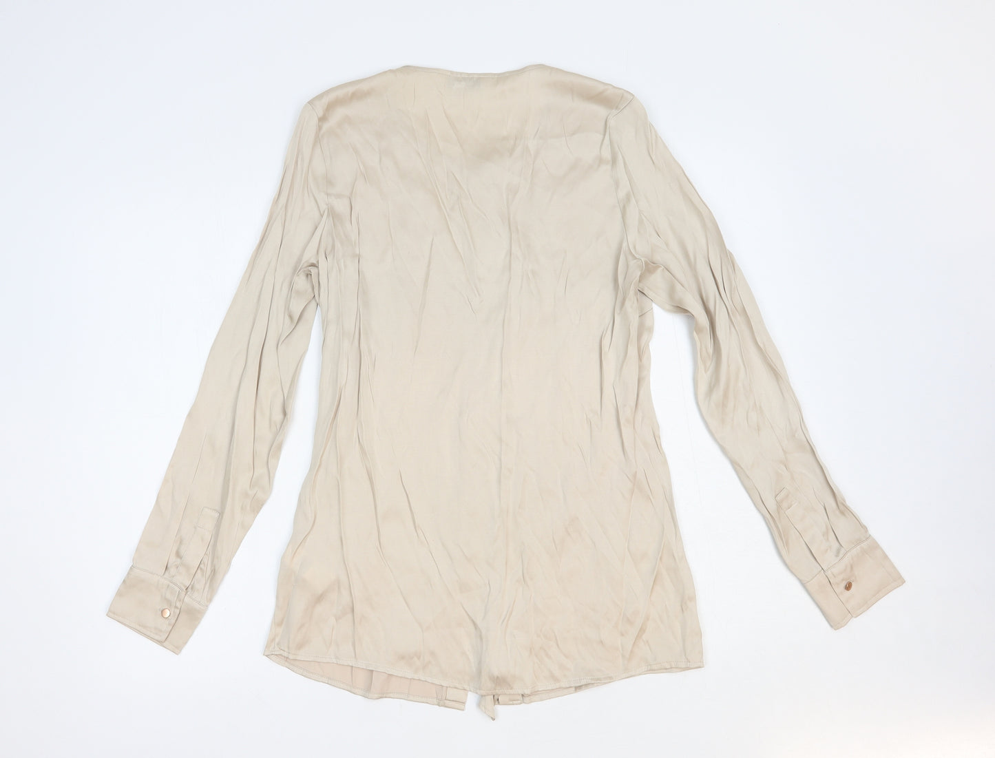 NEXT Womens Beige  Polyester Basic Button-Up Size 10 Round Neck