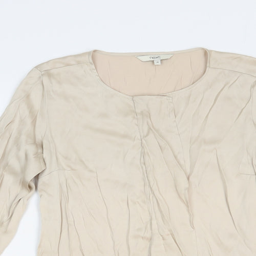 NEXT Womens Beige  Polyester Basic Button-Up Size 10 Round Neck