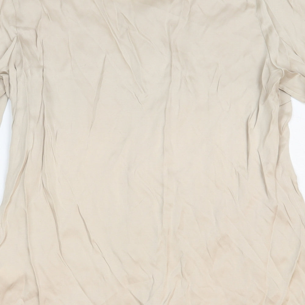 NEXT Womens Beige  Polyester Basic Button-Up Size 10 Round Neck
