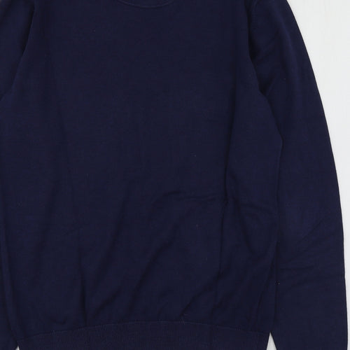 6th Sense Mens Blue V-Neck  Cotton Pullover Jumper Size L