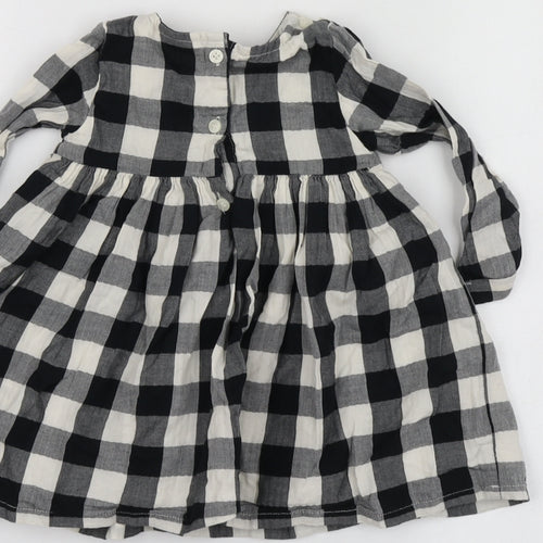NEXT  Black Check Cotton Trapeze & Swing  Size 9-12 Months  Round Neck