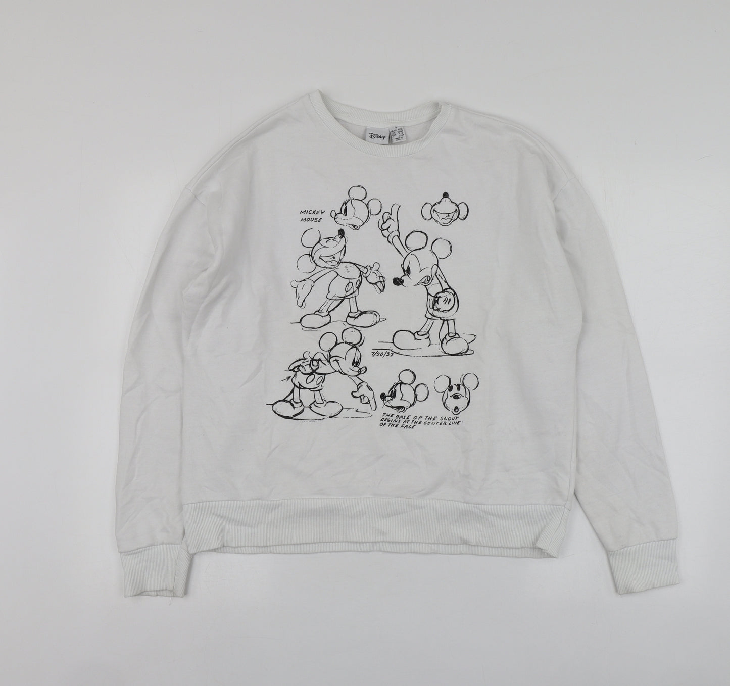 Priamrk Womens White Geometric Cotton Pullover Hoodie Size S   - Mickey Mouse